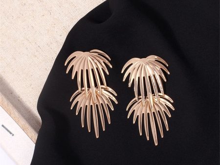 18K Gold-Plated Dual Coconut Tree Drop Earrings Fashion