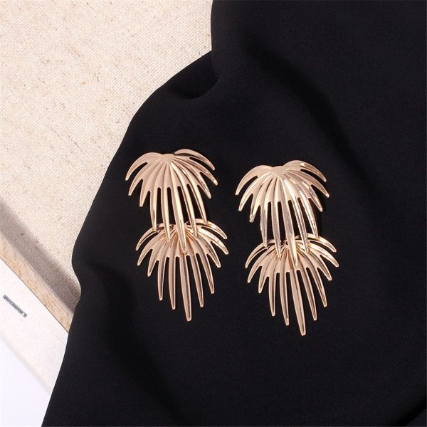 18K Gold-Plated Dual Coconut Tree Drop Earrings Fashion