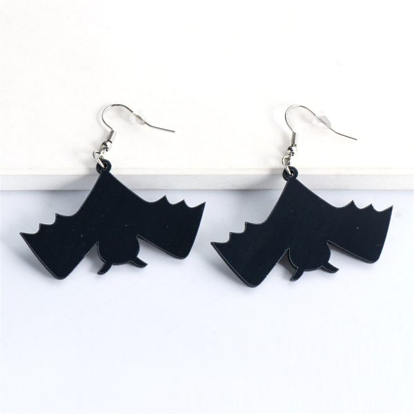 Black Acrylic & Silver-Plated Bat Drop Earrings Hot on Sale