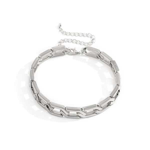 Silver-Plated Open Hexagon Choker Necklace Online Sale