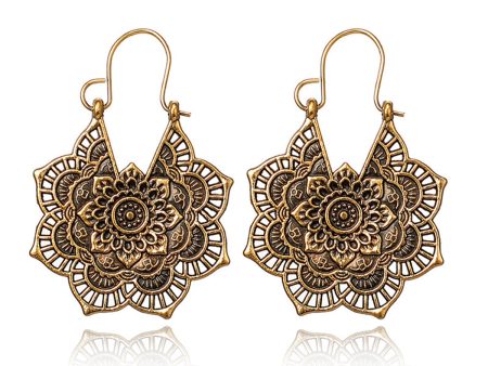 18K Gold-Plated Openwork Flower Drop Earrings Discount