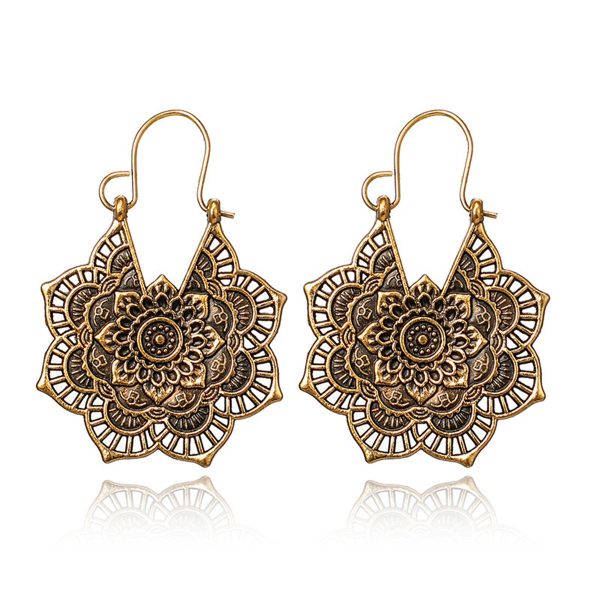 18K Gold-Plated Openwork Flower Drop Earrings Discount