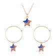 18K Gold-Plated American Flags Star Necklace & Earring Set Fashion