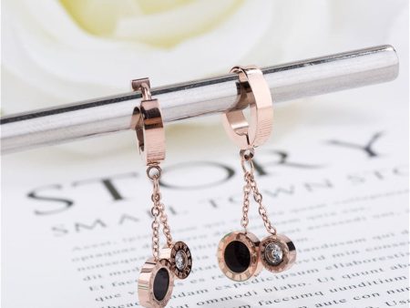 Cubic Zirconia & 18K Rose Gold-Plated Double Ring Drop Earrings Hot on Sale