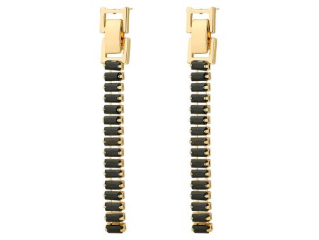 Black Crystal & 18K Gold-Plated Belt Drop Earrings For Cheap