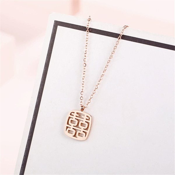 18K Rose Gold-Plated Happiness Pendant Necklace Cheap