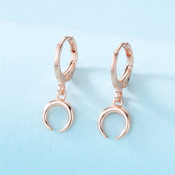 18K Rose Gold-Plated Moon Huggie Drop Earrings Supply