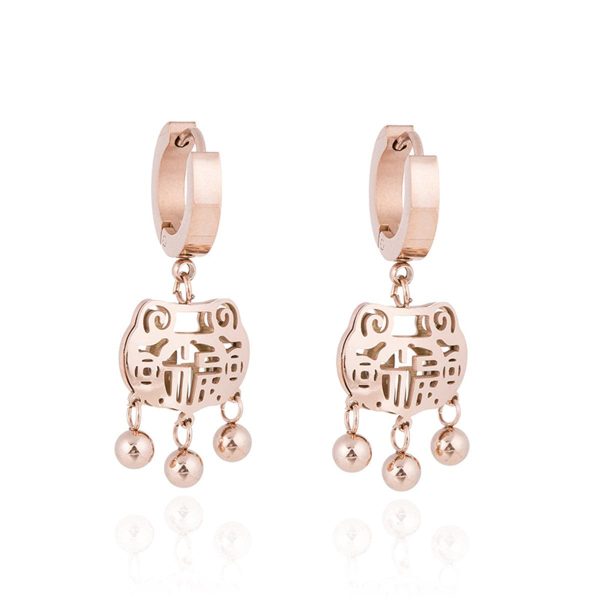 18K Rose Gold-Plated Lock Of Longevity Drop Earrings For Discount