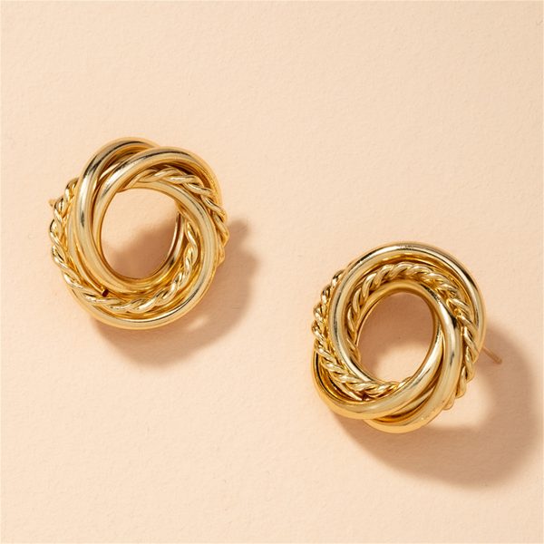 18K Gold-Plated Open Twine Stud Earrings Sale