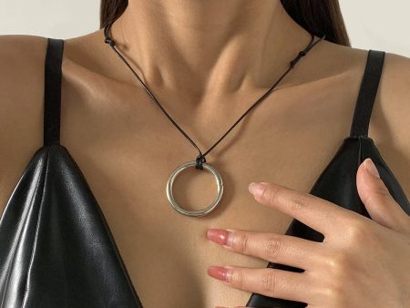 Black Yarn & Silver-Plated Circle Pendant Necklace Online