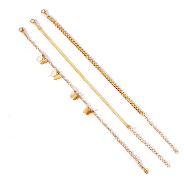 18K Gold-Plated Butterfly Charm Anklet Set Discount