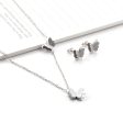 Silver-Plated Butterfly Stud Earrings & Pendant Necklace Fashion