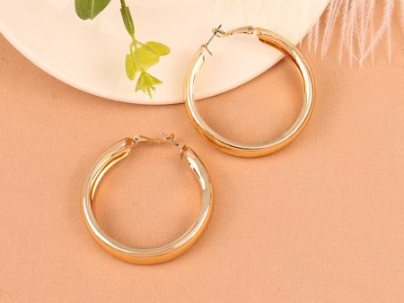 18K Gold-Plated Wide Hoop Earrings on Sale