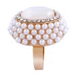 White Cats Eye & Pearl 18k Gold-Plated Floral Ring Supply