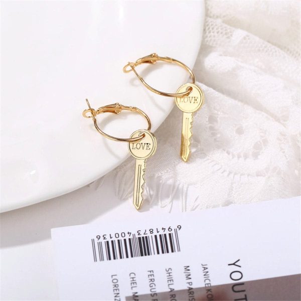 18K Gold-Plated  Love  Key Drop Earrings Hot on Sale