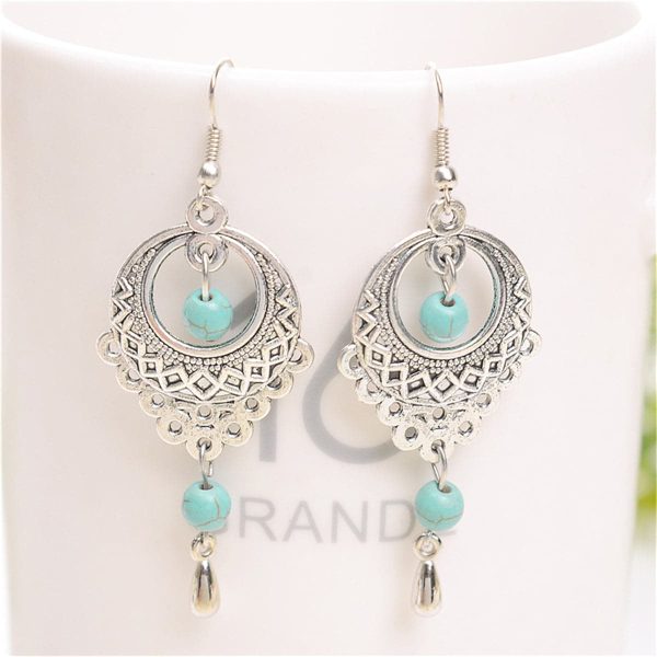 Turquoise & Silver-Plated Botany Drop Earrings For Discount