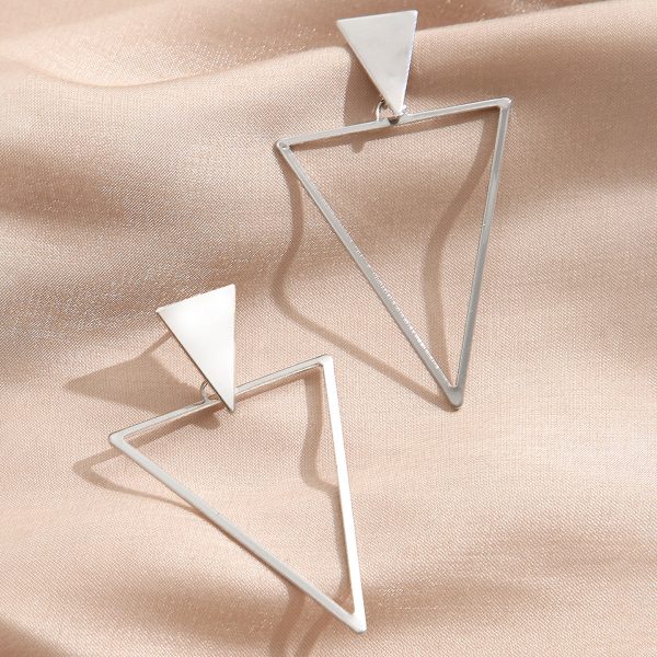 Silver-Plated Open Triangle Drop Earrings For Discount