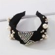 Pearl & Black Polyster Cubic Zirconia-Accent Knotted Headband Sale