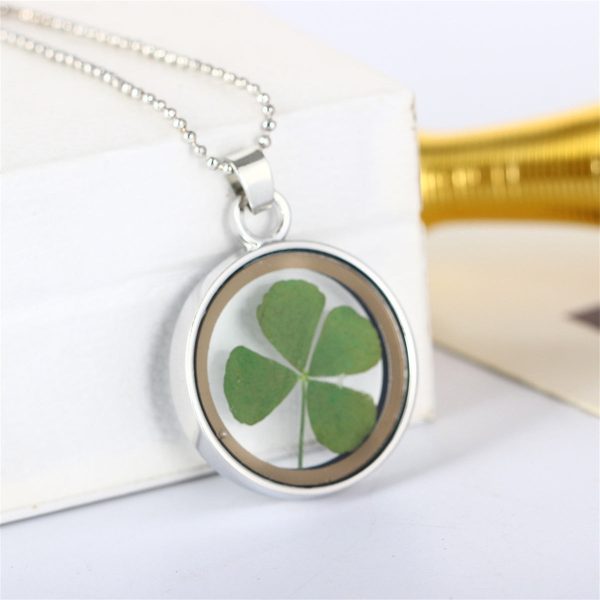 Silver-Plated Clover Pendant Necklace Online Sale