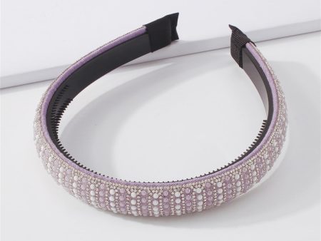 Purple & Cubic Zirconia Beaded Hard Headband Cheap