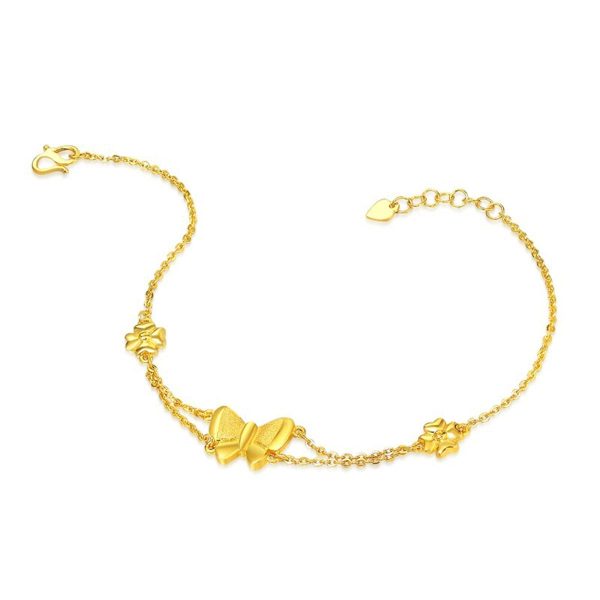 18K Gold-Plated Butterfly & Flower Adjustable Bracelet Discount