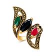 Black Crystal & 18K Gold-Plated Pear-Cut Ring Discount