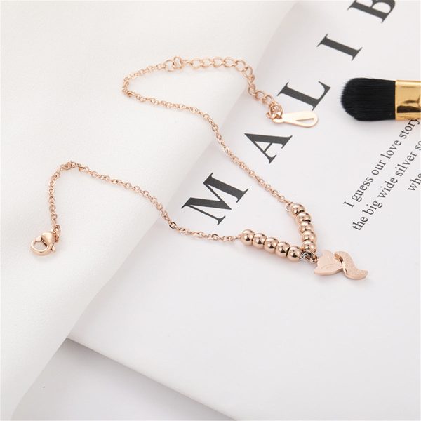 18K Rose Gold-Plated Frosted Fox Bead Anklet Fashion