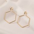 18K Gold-Plated Open Hexagon Drop Earrings Supply