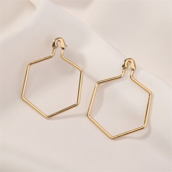 18K Gold-Plated Open Hexagon Drop Earrings Supply