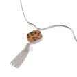 Tan & Platinum Leopard Lattice Tassel Pendant Necklace Discount