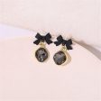 Black Crystal & 18K Gold-Plated Bow Diamond Drop Earrings Supply