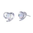 White Opal & Silver-Plated Heart Stud Earrings Cheap