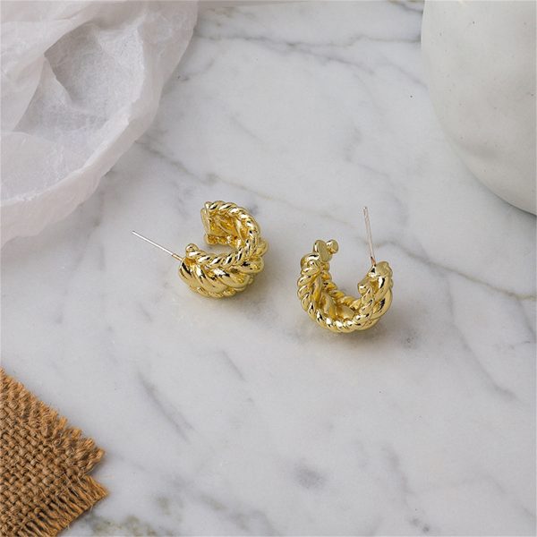 18K Gold-Plated Rope Twist Half-Hoop Earrings Sale