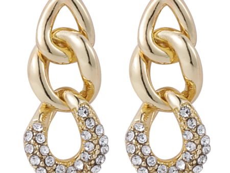 18K Gold-Plated & Clear Cubic Zirconia Link Drop Earrings Fashion