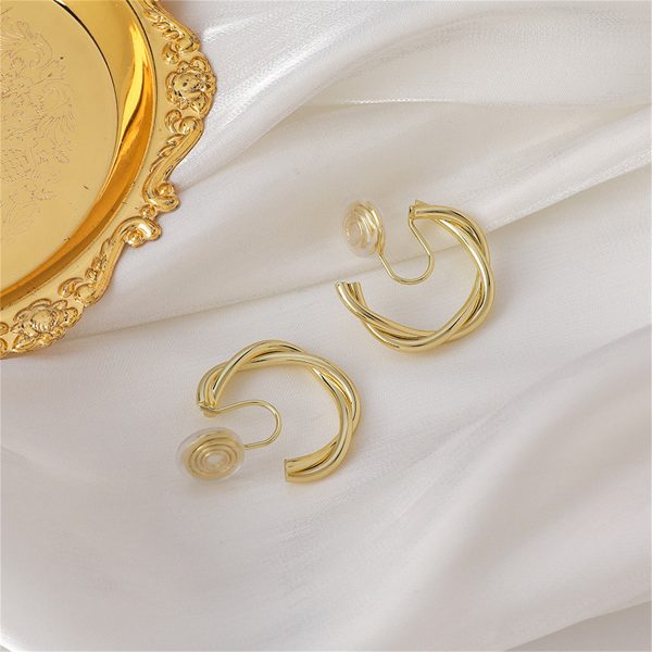 18K Gold-Plated Twine Clip-On Earrings For Sale