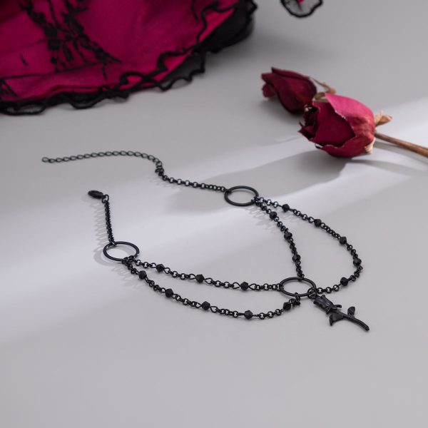 Black Rose Layered Choker Necklace Discount