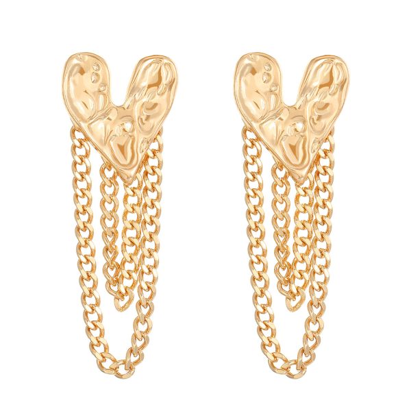 18K Gold-Plated Heart Chain Drop Earrings For Discount