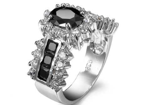 Black Crystal & Cubic Zirconia Oval-Cut Ring Hot on Sale