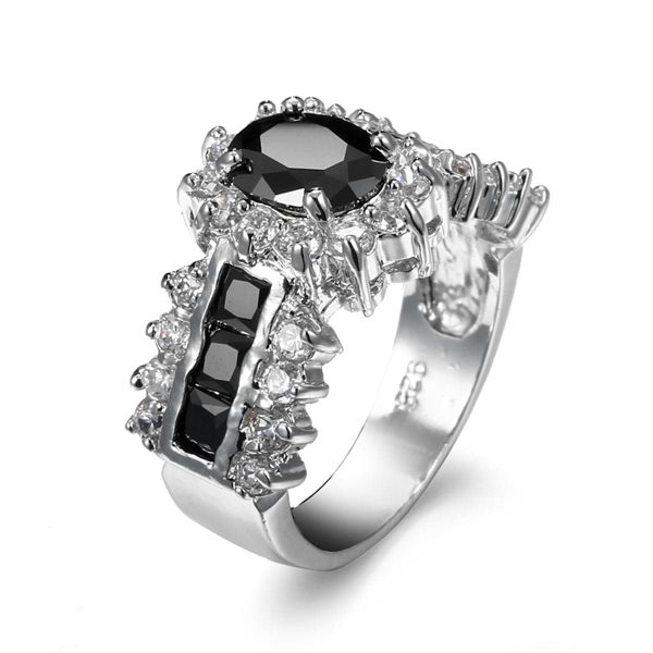 Black Crystal & Cubic Zirconia Oval-Cut Ring Hot on Sale