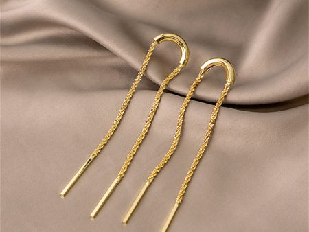 18K Gold-Plated Twine Bar Drop Earrings Discount