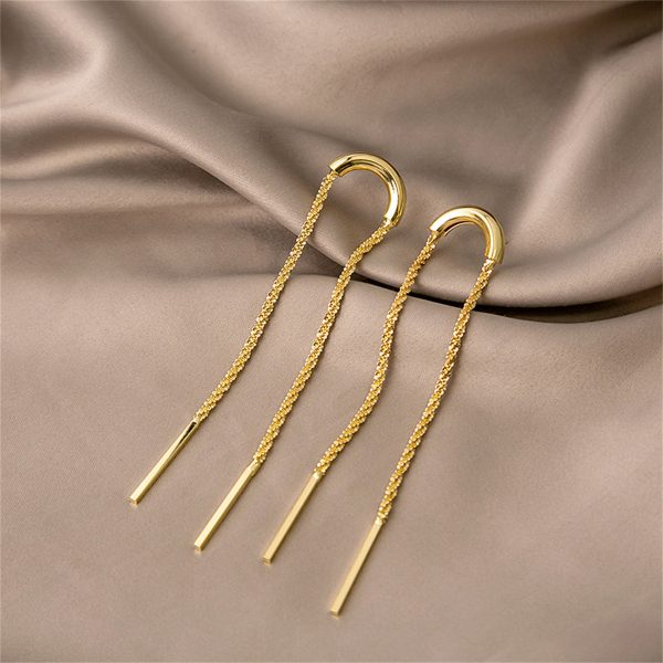 18K Gold-Plated Twine Bar Drop Earrings Discount