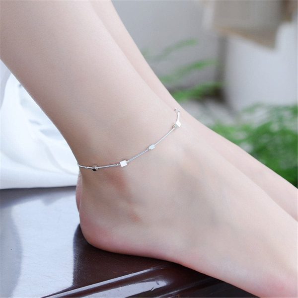 Silver-Plated Cube Anklet For Cheap