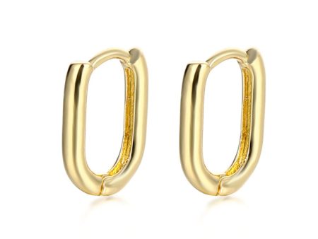 18K Gold-Plated U-Shape Huggie Earrings For Sale