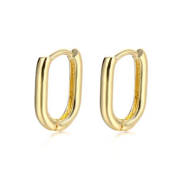 18K Gold-Plated U-Shape Huggie Earrings For Sale