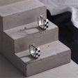 Black & White Checkerboard Square Huggie Earrings on Sale