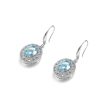 Sea Blue Crystal & Cubic Zirconia Silver-Plated Oval Drop Earrings Online now