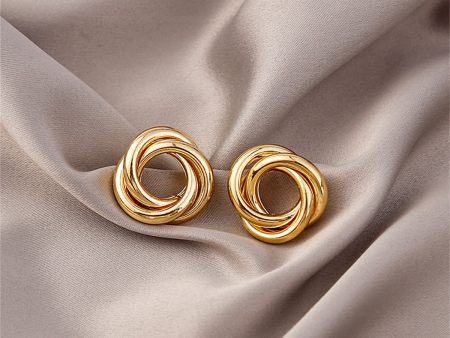 18K Gold-Plated Interlocked Circle Stud Earrings Online Hot Sale