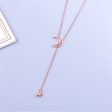 18K Rose Gold-Plated Moon & Star Pendant Necklace For Sale