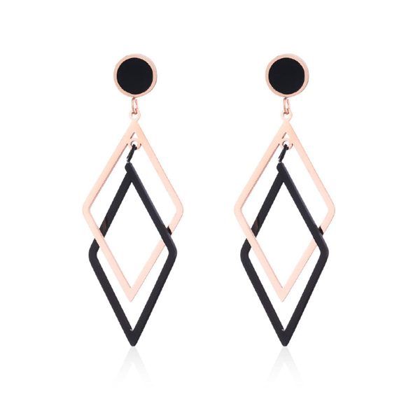 Black Acrylic & 18K Rose Gold-Plated Rhombus Drop Earrings Hot on Sale