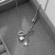 Silver-Plated Heart & Star Pendant Necklace For Cheap